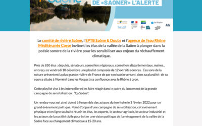 COMMUNIQUE. « Avec la campagne « Ça Saône », l’EPTB Saône & Doubs et l’Agence de l’eau sensibilisent les élus aux enjeux du réchauffement climatique. »